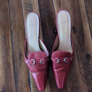 Nine West Red Kitten Heel Slides Size 7